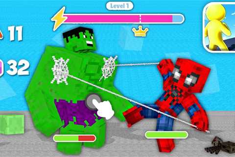 Monster School: Giant Rush Hulk vs Spider-Man Mobile Game Clicker Challenge – Minecraft Animation