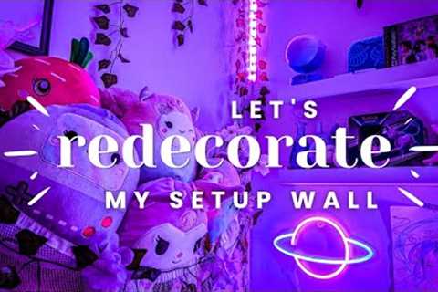 🌸 redecorating my wall | gaming setup vlog (wip) 👾💜👾